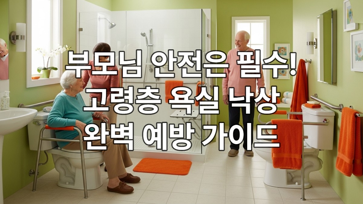 고령층을 위한 미끄럼 방지 타일과 안전 손잡이가 설치된 밝고 현대적인 욕실 전경